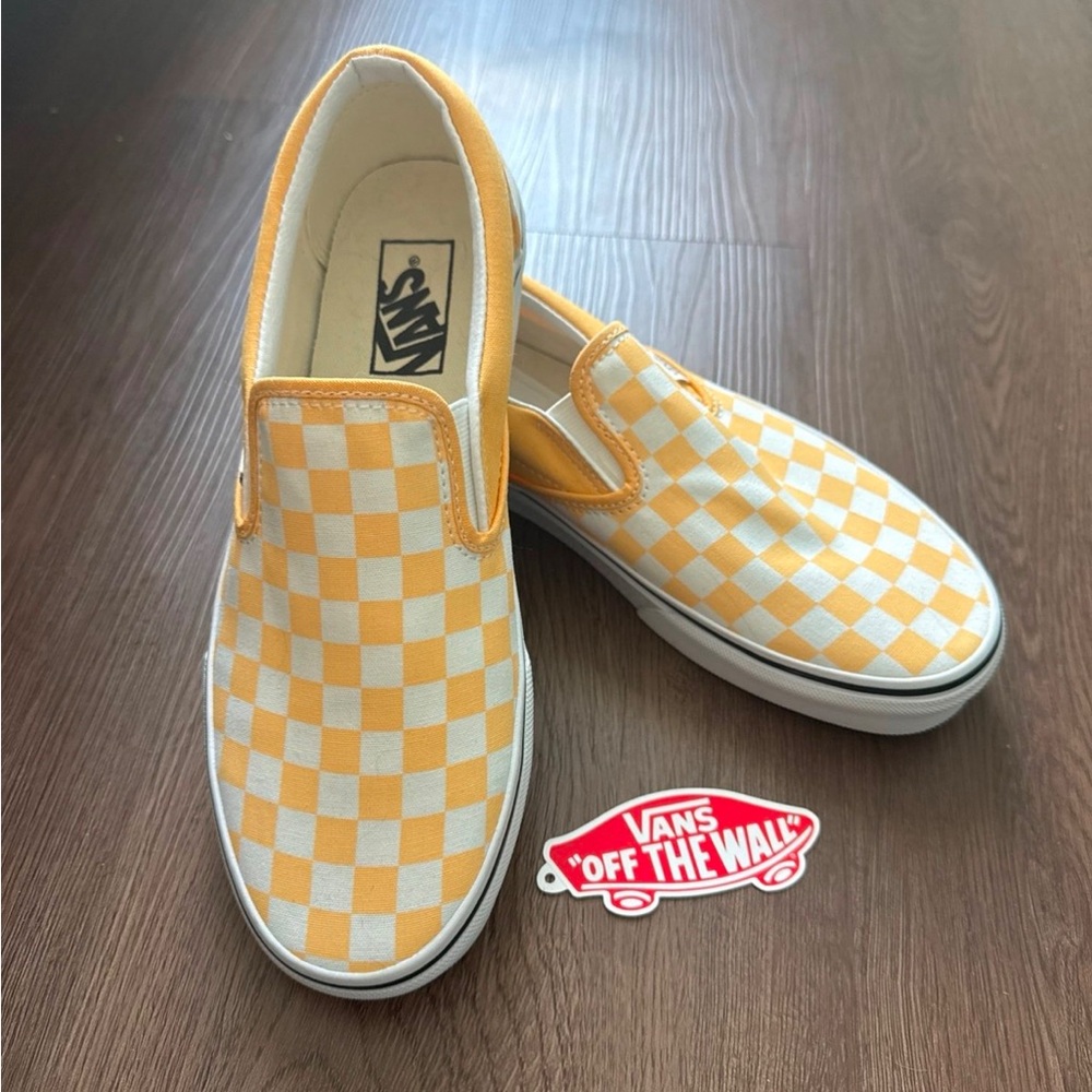 Vans Yellow Checkered Slip-On Sneakers